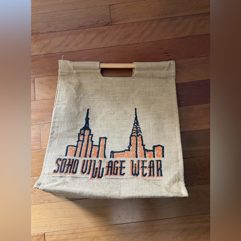 NYC SOHO VILLAGE wear skyline graphic burlap tote